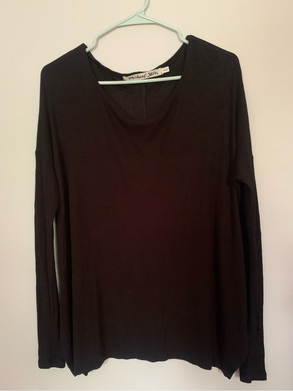 Michael Stars XS/S oversized black long sleeved waffle knit top